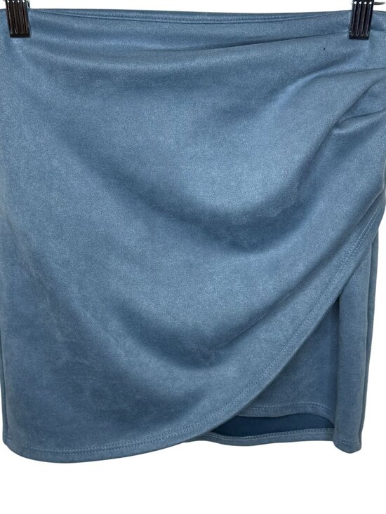 Windsor Faux Suede Wrap Front Mini Skirt Blue Draped Soft Girl Aesthetic S - Picture 1 of 7